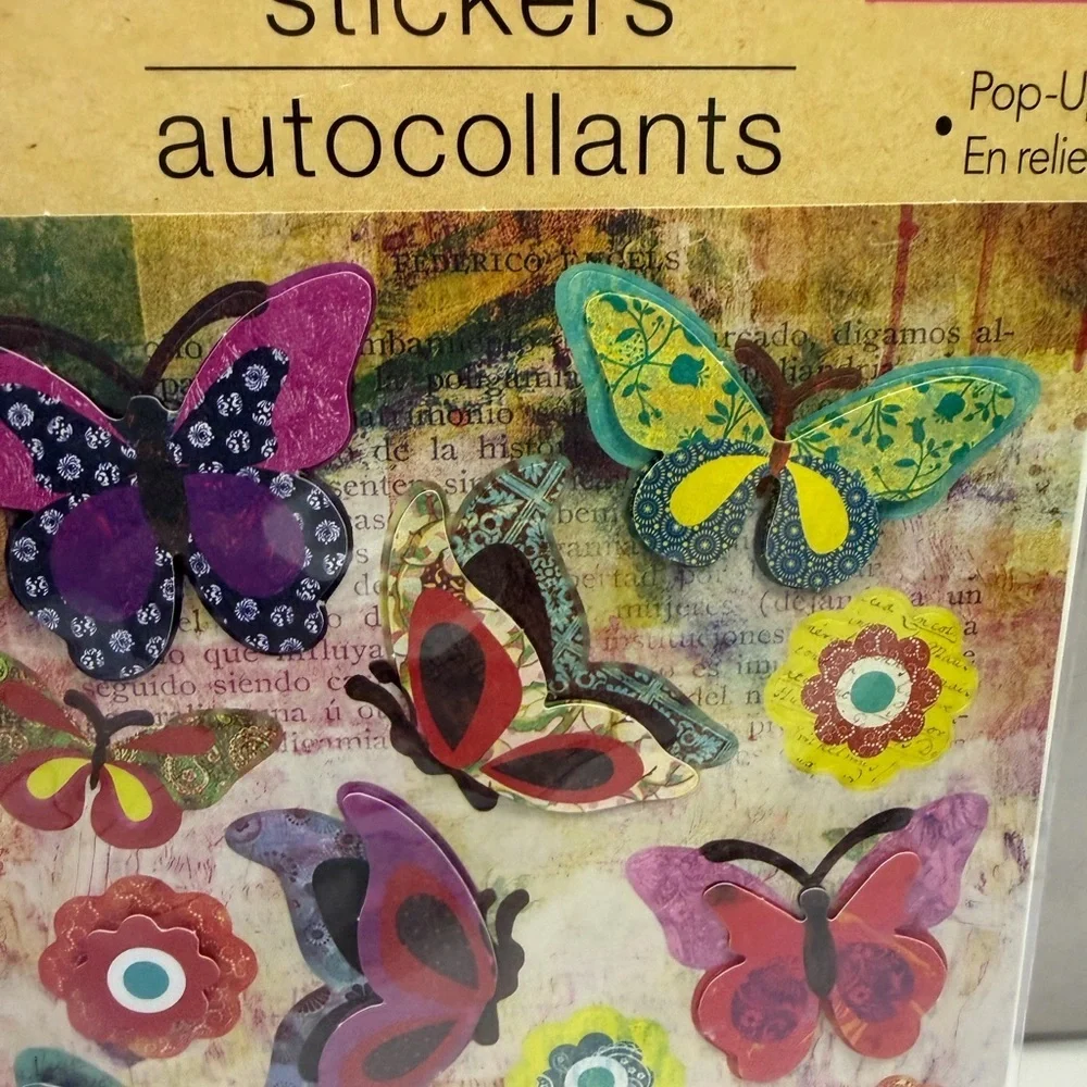 🩷5/$10 Crafter's Square Pop-Up Butterfly Stickers - Multicolor